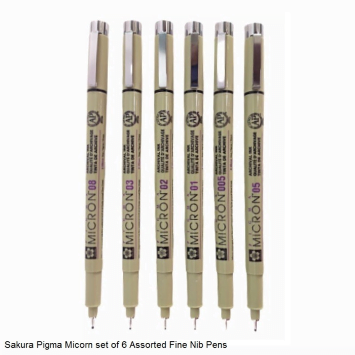 SAKURA PIGMA MICRON FINELINER XSDK-6 SET OF 6 DIFFERENT SIZES POINTS - Image 2