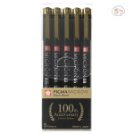 SAKURA PIGMA MICRON BLACK BARREL ANNIVERSARY ADDITION FINELINER SET OF 5