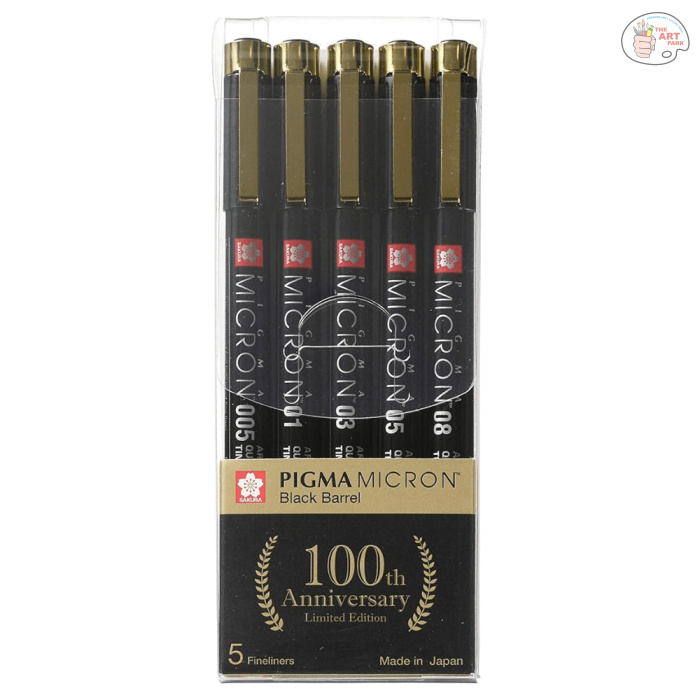 SAKURA PIGMA MICRON BLACK BARREL ANNIVERSARY ADDITION FINELINER SET OF 5 - Image 1