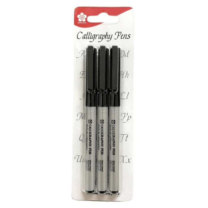 0.5 MM (7) Sakura Calligraphy Pens Black Pack of 3 (1mm, 2mm, 3mm) - Image 1