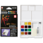 SAKURA Koi Pocket Field Sketch Kit - Watercolor Sets for Painting On the Go - 12 Colors - 1 Water Brush - 1 Sponge - 1 Palette900
