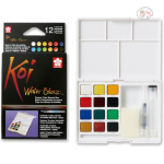 SAKURA Koi Pocket Field Sketch Kit - Watercolor Sets for Painting On the Go - 12 Colors - 1 Water Brush - 1 Sponge - 1 Palette900