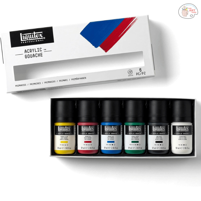 Liquitex Professional Acrylic Gouache Paint, 6 x 59ml (2-oz), Primaries Set - Image 2