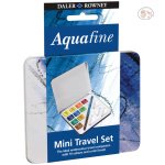 Daler Rowney Aquafine mini travel set. Tin of 10 watercolor half pans & brush