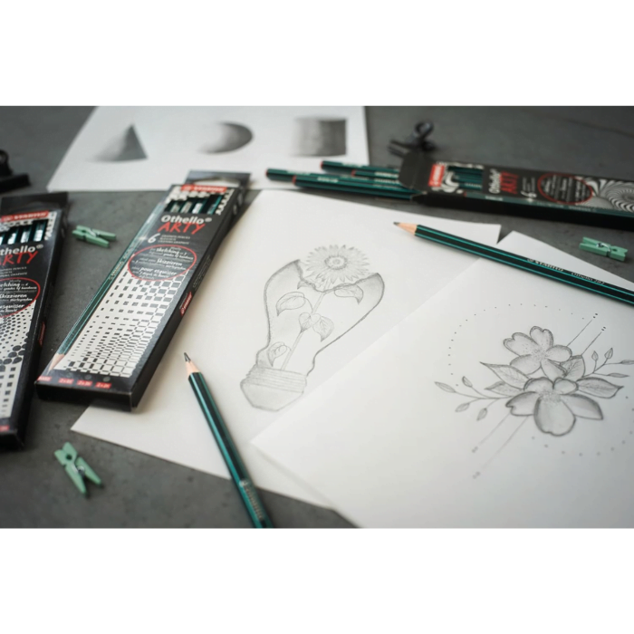 STABILO Graphite Pencil Othello - ARTY - Pack of 6 - Assorted Grades - 2B, B, HB, F, H, 2H - Image 3