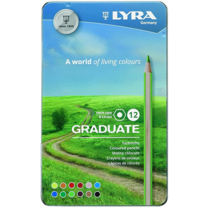 Lyra Graduate Colour Pencil Set with Metal Case (Assorted, Pack of 12) - Image 1