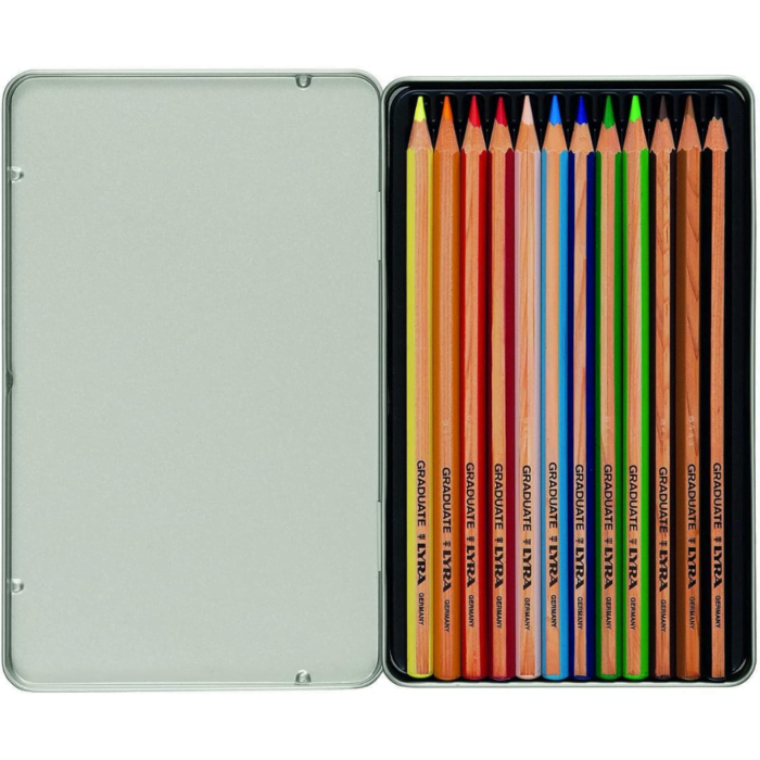 Lyra Graduate Colour Pencil Set with Metal Case (Assorted, Pack of 12) - Image 2