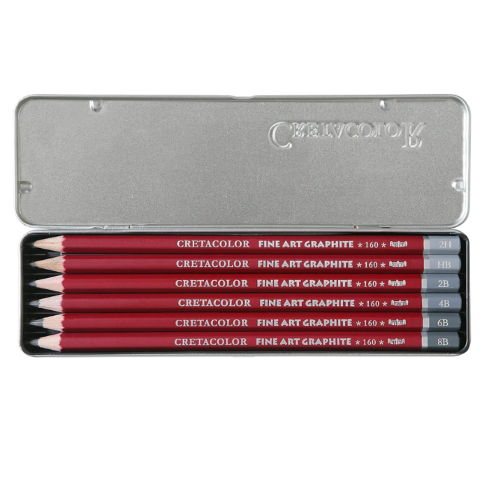 CRETACOLOR Cleos Fine Art Graphite Pencils - Set of 6 in an Elegant Tin Box (1 of Each HB, 2H, 2B, 4B, 6B & 8B.) - Image 2