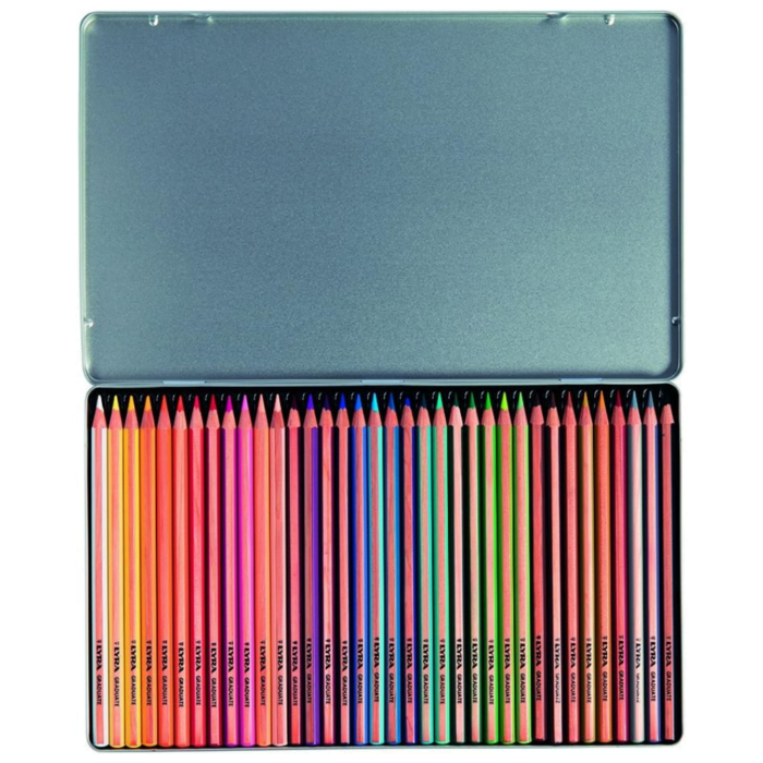 Lyra Graduate Colouring Pencils, 3.8mm Thick Lead, 36 Assorted Colours, Technical & Artistic Drawing, Tin Box, Ideal for Student Artists & Schools - Image 2