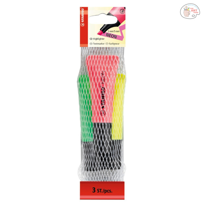 1 (34) STABILO Neon Colours Highlighters Pack of 3 - Multicolour - Image 1