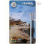 Lyra Graduate Aquarell Watercolour Art Pencil Set with Paintbrush & Metal Case (Assorted, Pack of 12)