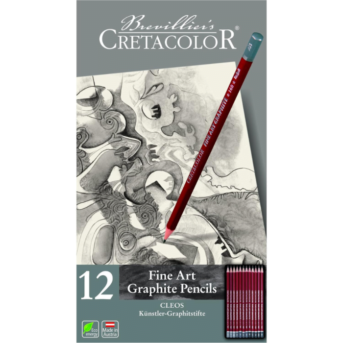 CRETACOLOR Cleos Fine Art Graphite Pencils Set of 12, Black - Image 1