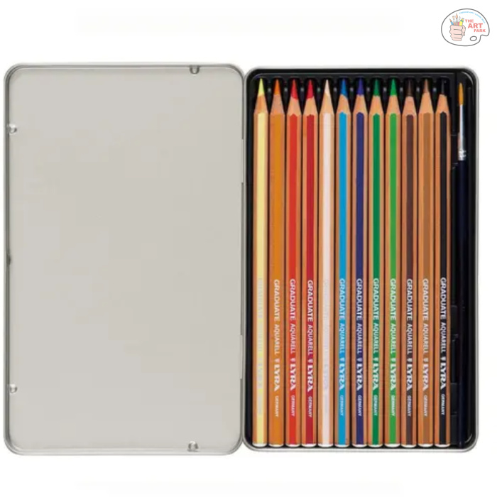 Lyra Graduate Aquarell Watercolour Art Pencil Set with Paintbrush & Metal Case (Assorted, Pack of 12) - Image 2