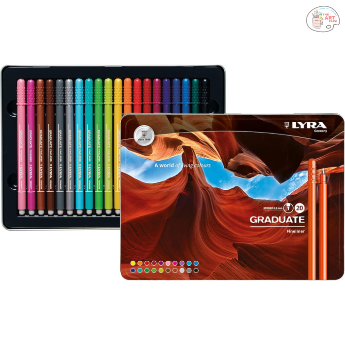 Lyra Graduate Fineliner Markers, Assorted Colors, Metal Box of 20 - Notes, Journaling, Art Journaling, Stationary - Image 3
