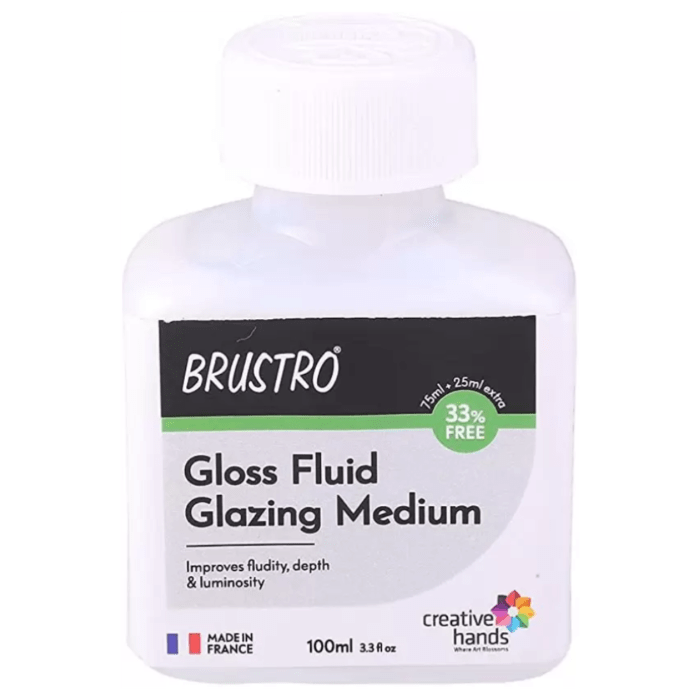 1 (47) Brustro Professional Gloss Fluid Glazing Medium 100ml (75ml + 25ml Free) - Image 1