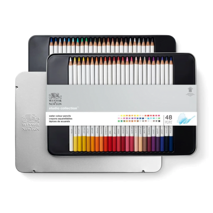 1 (52) winsor-newton-studio-collection-watercolour-pencil-set-of-48-in-tin-box - Image 1