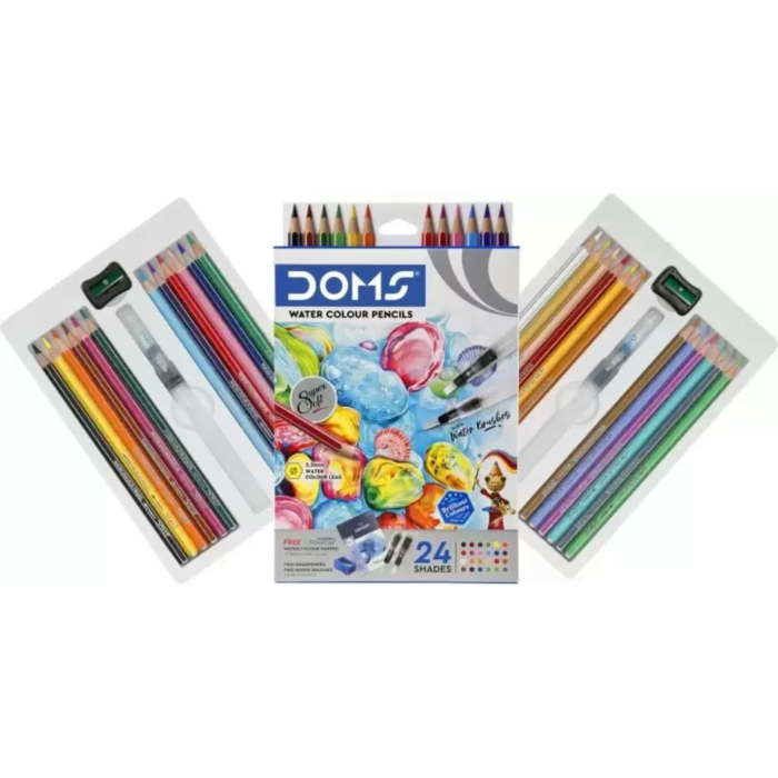 DOMS Super Soft 3.3mm Lead 24 Shades Pre-Sharpened Water Color Pencil| Hexagonal Shaped Color Pencils  (Set of 1, Assorted) - Image 2