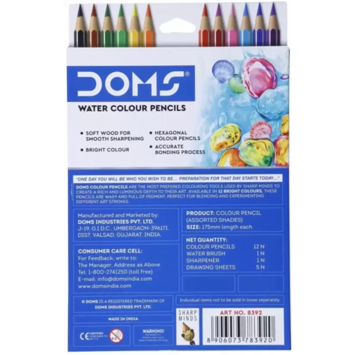 DOMS Super Soft 3.3mm Lead 24 Shades Pre-Sharpened Water Color Pencil| Hexagonal Shaped Color Pencils  (Set of 1, Assorted) - Image 3