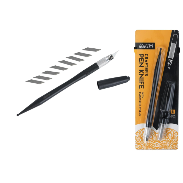 1 (59) Brustro Crafter Pen Knife with Embossing Stylus 8 Blade refills included - Image 1