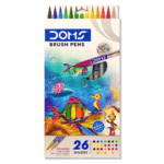 DOMS Non-Toxic Multicolor 26 Shades Brush Pens Set | Super Soft Fine Tip Brush Pens | Diverse 26 Shades | Water Based Ink | Includes Gold & Silver Shades | Pack of 1