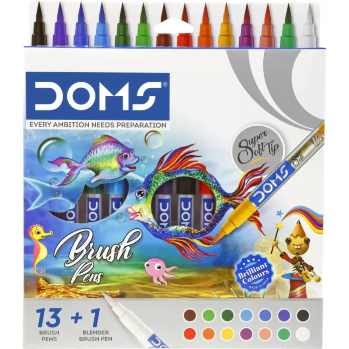 1 (67) DOMS 14 Shades Brush Pen Box Pack Brush Tip Nib Sketch Pens (Set of 1, Multicolor) - Image 1