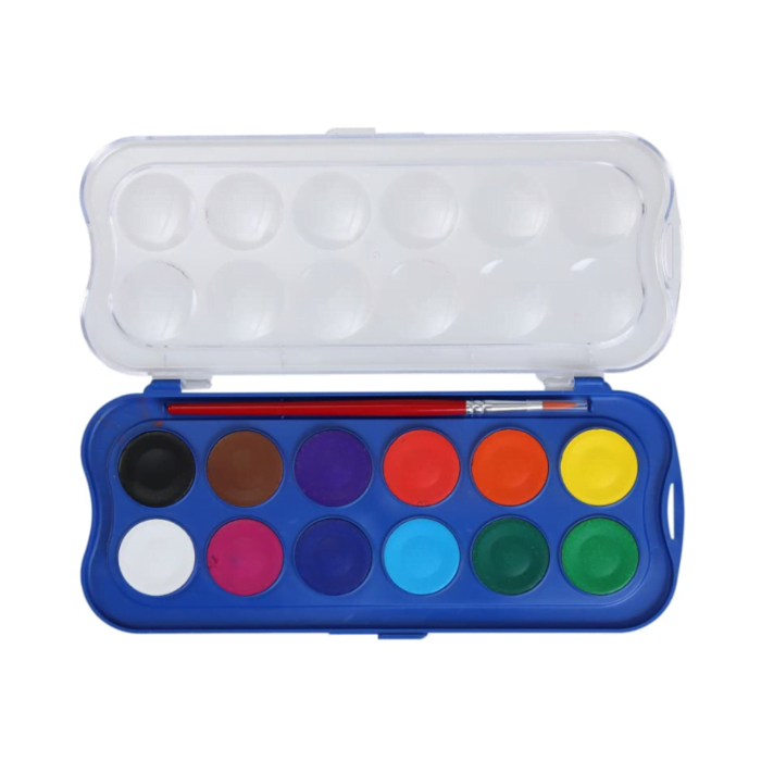 Doms 12 Shades 30mm Water Colour Cakes | Easy To Use Palette Lid | Organic Rich Colour Pigments | Free Brush Inside | Non-Toxic & Safe For Kids | Pack of 1 - Image 2