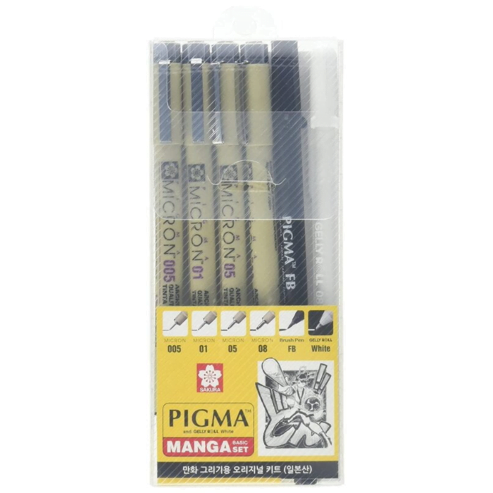 SAKURA PIGMA MANGA BASIC SET, SET OF 6 ASSORTED MANGA TOOLS - Image 1