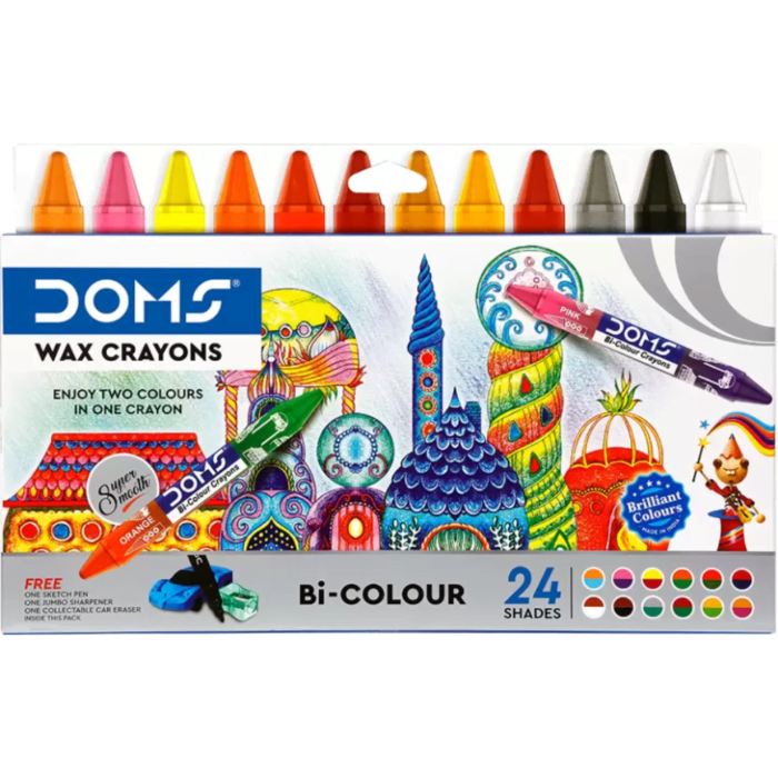 DOMS Bi-colour Wax crayons 24 shades  (Set of 1, Multicolor) - Image 1