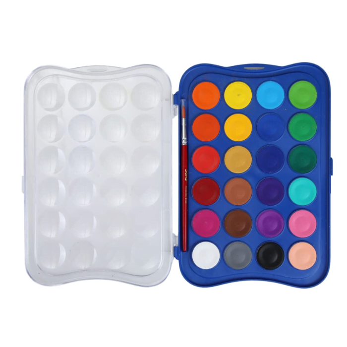 Doms 24 Shades 30mm Water Colour Cakes | Easy To Use Palette Lid | Organic Rich Colour Pigments | Free Brush Inside | Non-Toxic & Safe For Kids | Pack of 1 - Image 2
