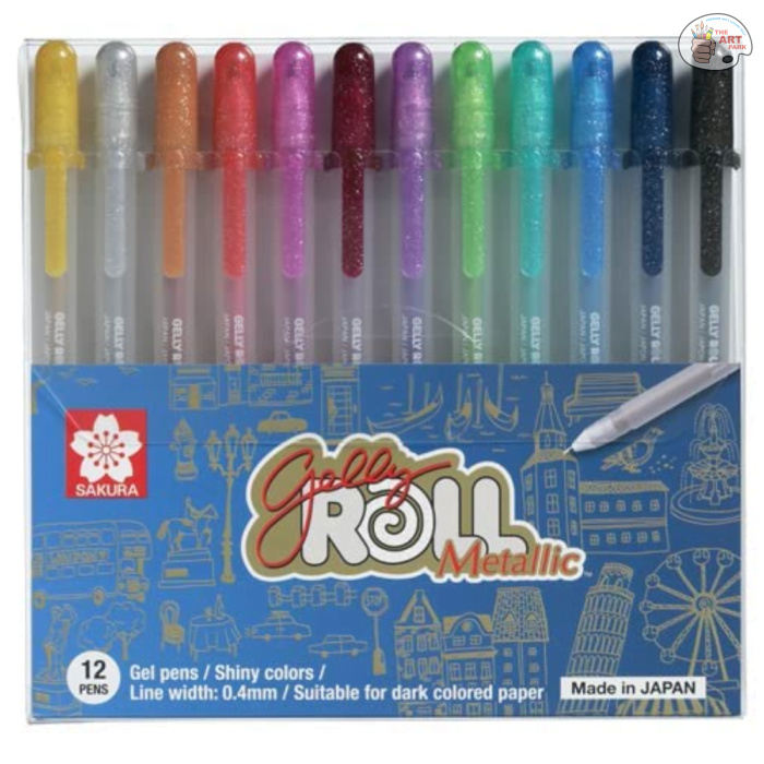 Sakura Gelly Roll Metallic Gel Pens - Set Of 12 Assorted Colors - Metallic Shades - Image 1