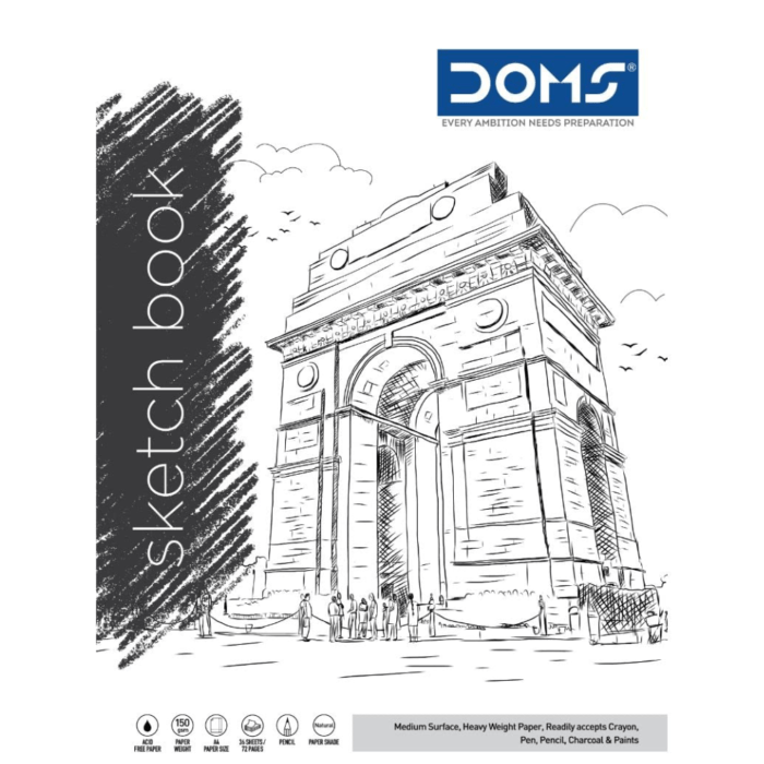 Untitled design (4) Doms Watercolor Paper Sketch Book Wiro Band Medium Surface Drawing Pad A5 Size 150 Gsm 72 Pages - Image 1