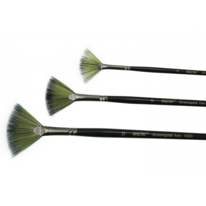 Untitled design (52) BRUSTRO Greengold Fan (Brush Nos. 4, 8, 12) - Image 1