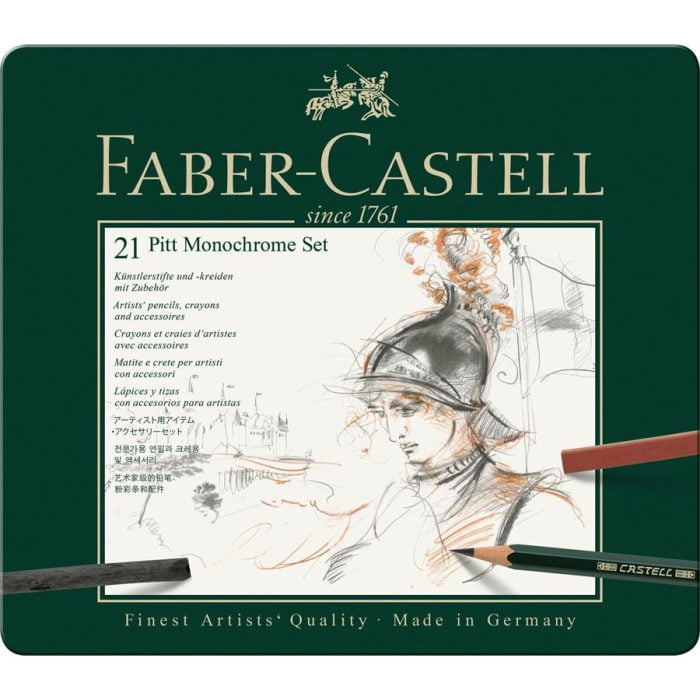 FABER CASTELL Pitt Monochrome set tin of 21 - Image 1
