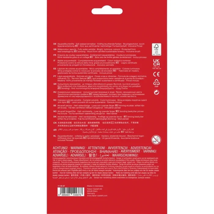 Watercolour pencil with brilliant colours Fully water-soluble lead Break-resistant lead due to secural bonding process (SV) Wood from sustainable forestry Washes out of most fabrics Including brush and sharpener Cardboard wallet of 36 - Image 2