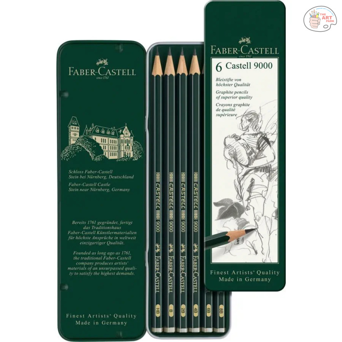 FABER CASTELL 9000 graphite pencil tin of 6 - Image 2