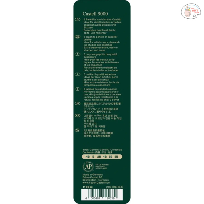 FABER CASTELL 9000 graphite pencil tin of 6 - Image 5