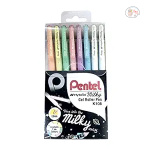 Pentel Hybrid Milky 0.8 MM Roller Gel Pen | Acid-Free | Hand Paint Design & Mandala Art Highlighting | Set of 8 (K108)