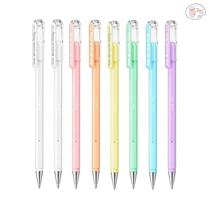 Pentel Hybrid Milky 0.8 MM Roller Gel Pen | Acid-Free | Hand Paint Design & Mandala Art Highlighting | Set of 8 (K108) - Image 2