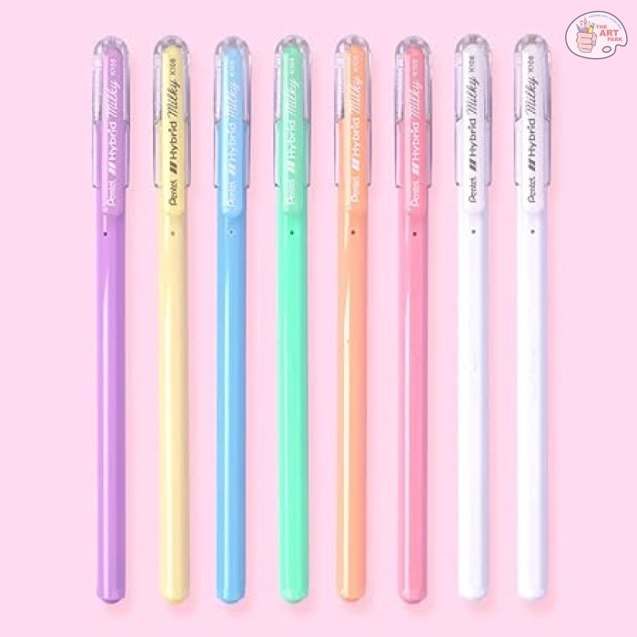 Pentel Hybrid Milky 0.8 MM Roller Gel Pen | Acid-Free | Hand Paint Design & Mandala Art Highlighting | Set of 8 (K108) - Image 6