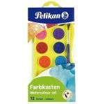 Pelikan WATERCOLOUR SET OF 12,WATERCOLOUR CAKE, Bright Colours AND  Paint Brush,  Assorted