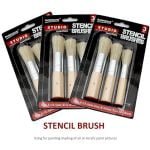 WORISON 3Pcs Stencil Brushes Set, Art Crafts Paint Brush with Pure Natural Hog Bristle.