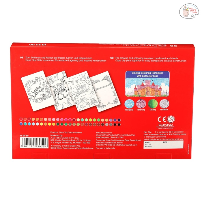 Faber-Castell Connector Medium Point Tip Pen Set - Pack of 50 (Assorted) - Image 4