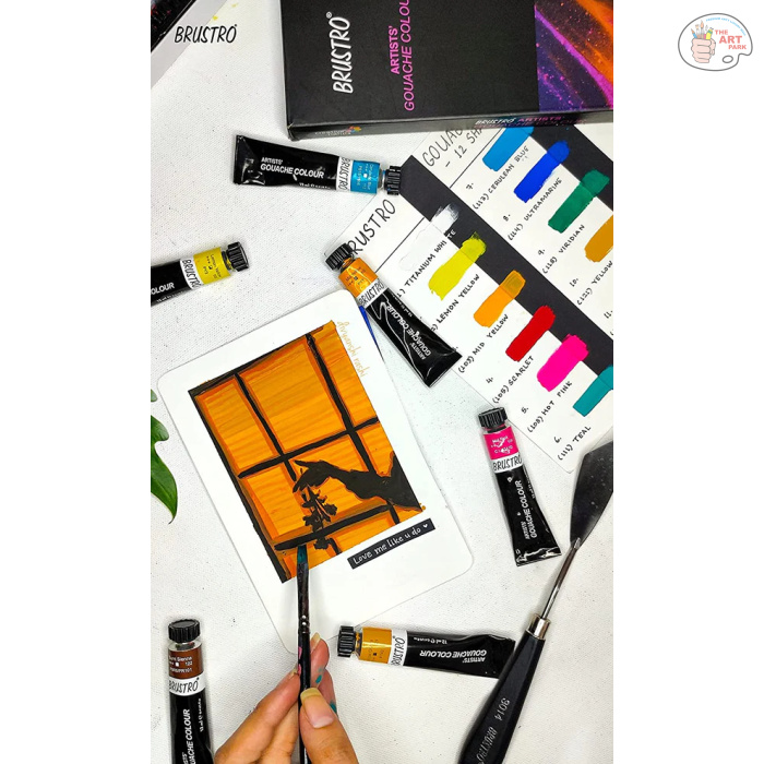 Brustro Artists Gouache Colour Set of 12 Colours X 12ML Tubes - Image 3