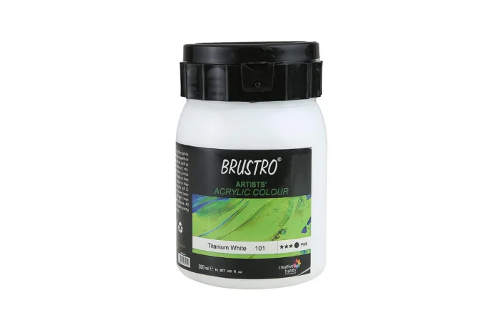 BRUSTRO Artists Acrylic Titanium Colour (500ml, White). - Image 4