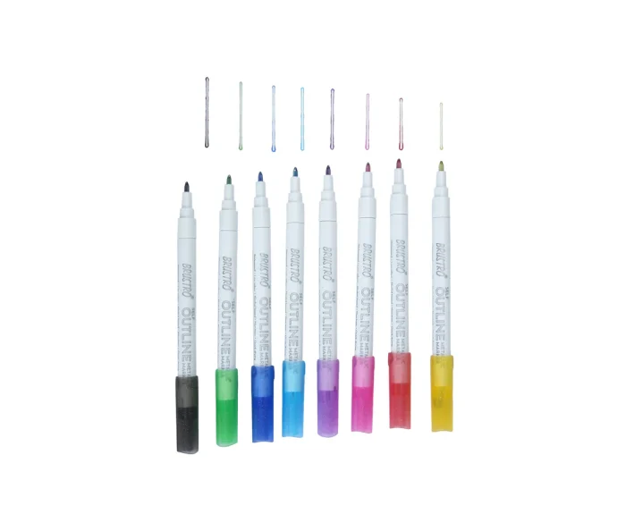 BRUSTRO Self Outline Metallic Marker Set Of 8 - Image 6