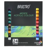 BRUSTRO ARTISTS ACRYLIC COLOUR SET OF 24 COLOURS X 12ML TUBES