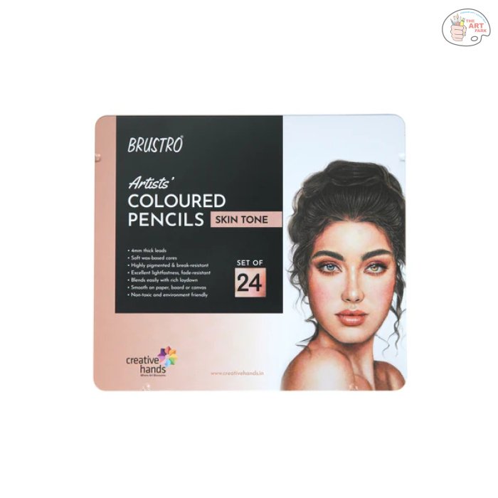 Brustro Artists' Coloured Pencils Skin Tone Set of 24 (in Elegant tin Box) - Image 2