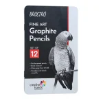 BRUSTRO Artists Fineart Graphite Pencil Set of 12 (10B-2H) with Elegant Tin Box