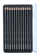 BRUSTRO Artists Fineart Graphite Pencil Set of 12 (10B-2H) with Elegant Tin Box - Image 8