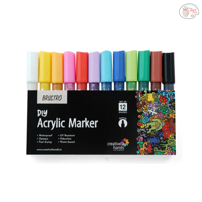 Brustro (DIY) Acrylic Marker Set of 12 Vibrant Colours 2.0MM - Image 2